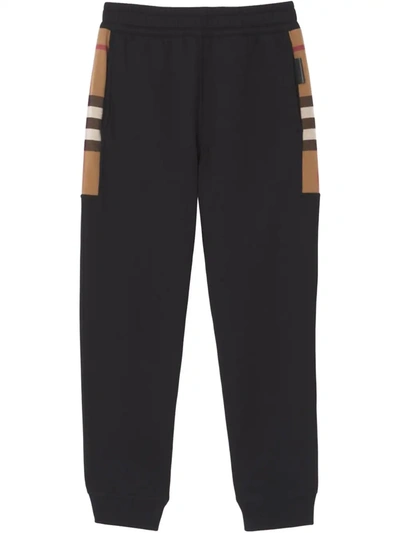 Burberry Check Print Panel Jogger Pants Black