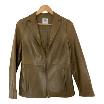 Pre-owned Andrew Gn Leather Biker Jacket In Khaki