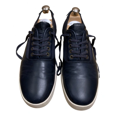 Pre-owned Aldo Leather Low Trainers In Navy