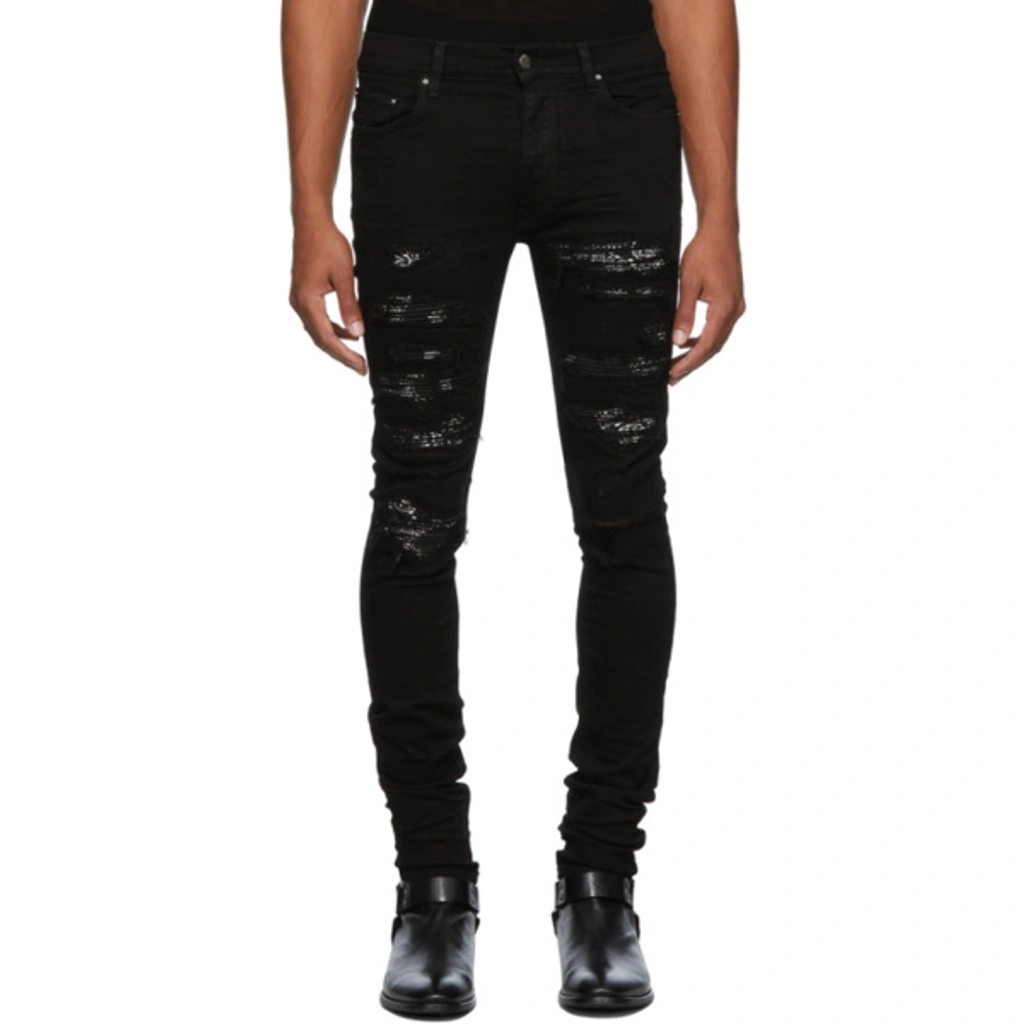 Amiri Black Bandana Thrash Jeans ModeSens - Main Image