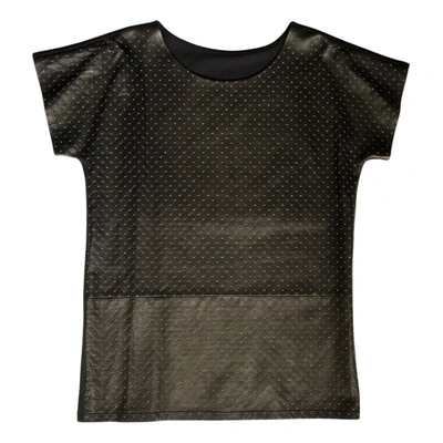 Pre-owned Gucci Leather T-shirt In Black