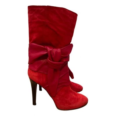 Pre-owned Halston Boots In Red