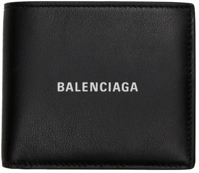 Balenciaga Square Folded Cash Wallet In 1061 Black/l Gl In T