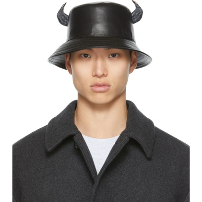 Givenchy Men's Leather Bucket Hat W/ Horns In Black
