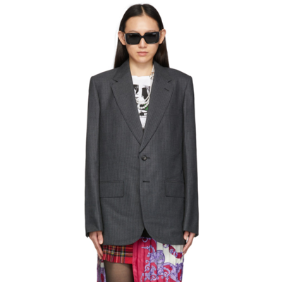 Junya Watanabe Pinstripe Wool Blazer In 1 Charcoal/grey