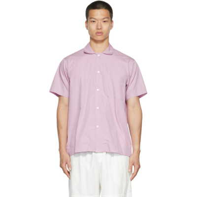 Tekla Short-sleeve Organic Cotton Pyjama Shirt In Purple