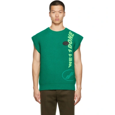 We11 Done Ribbed Logo-knit Sleeveless Vest In Green