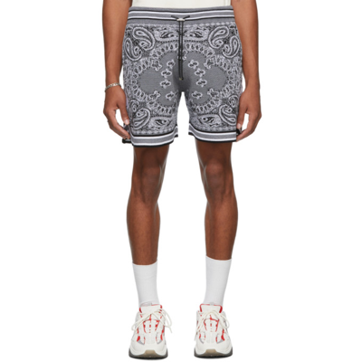 Amiri Straight-leg Space-dyed Bandana-jacquard Cotton Drawstring Shorts In Grey