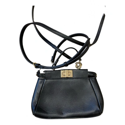 Pre-owned Fendi Peekaboo X-lite Leather Crossbody Bag In Black