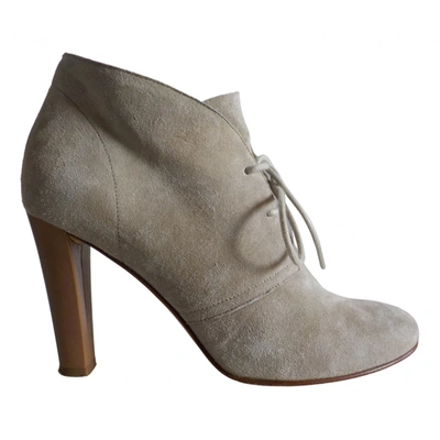 Pre-owned Michel Vivien Lace Up Boots In Beige