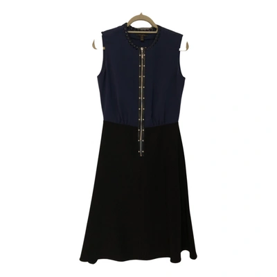 Pre-owned Louis Vuitton Silk Mid-length Dress In Navy