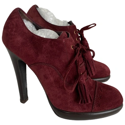 Pre-owned Saint Laurent Ankle Boots In Burgundy