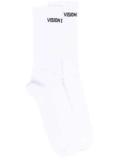 Vision Of Super Logo-print Socks In White