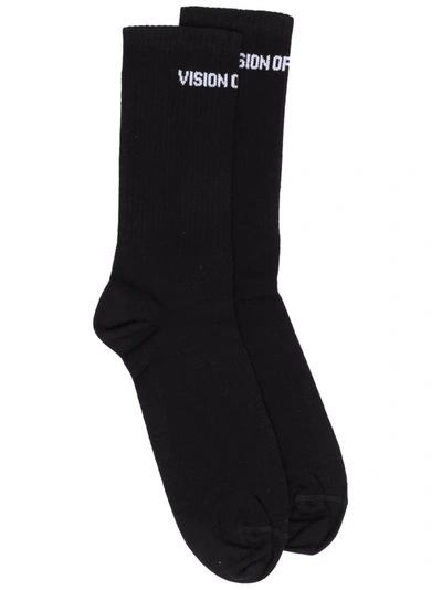 Vision Of Super Logo-print Socks In Black