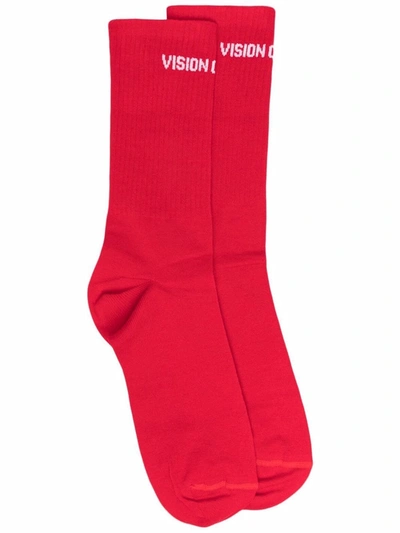 Vision Of Super Logo-print Socks In Red