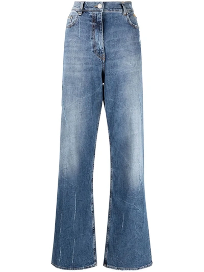 Msgm Faded Straight-leg Jeans In Cyan