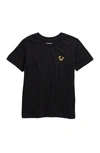 True Religion Kids' Gold Buddha Logo Tee In Black