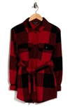 Laundry By Shelli Segal Tie Shacket In Blk Red Plaid