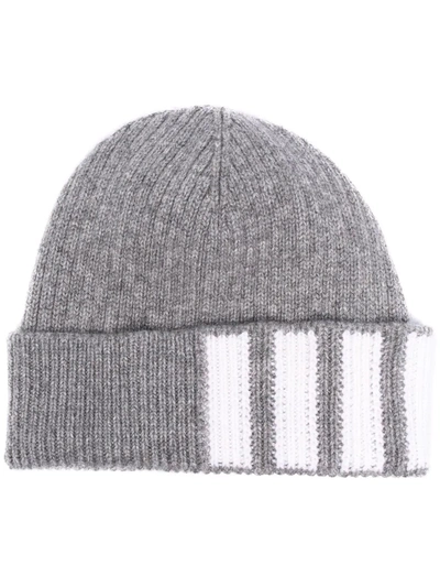 Thom Browne Kids' 4-bar Cashmere Beanie In Grey