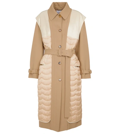Chloé Convertible Belted Wool, Cotton-blend And Quilted Silk Coat In Pearl Beige