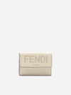 FENDI TRI-FOLD LEATHER WALLET WITH LOGO LETTERING,8M0395 AAYZF1BA9
