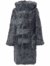 Burberry Faux Fur Duffle Coat With Ear-detail Hood Tempest Grey In Grau