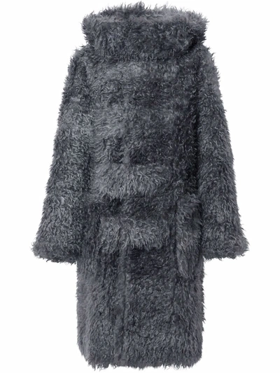 Burberry Faux Fur Duffle Coat With Ear-detail Hood Tempest Grey