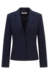 Hugo Boss Javina Stretch-wool Long Jacket In Light Blue