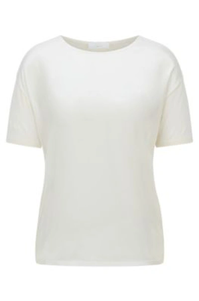 Hugo Boss - Mercerised Jersey T Shirt With Stretch Silk Front - White