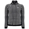 Saint Laurent Diamond Motif Wool Blend Knit Sweater In Black