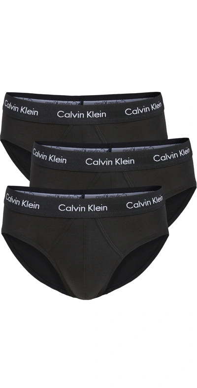 Calvin Klein Underwear 3 Pack Cotton Stretch Hip Briefs In Black