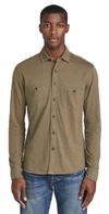 Faherty Knit Seasons Shirt In Pine Olive