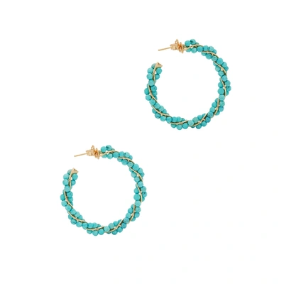 Soru Jewellery Gia Turquoise 24kt Gold-plated Hoop Earrings