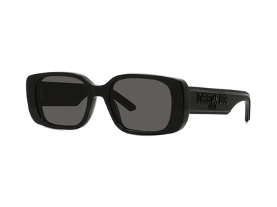 Dior Wil S2u Black Low Rectangular Sunglasses In Grey
