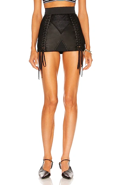Dolce & Gabbana Lace Up Mini Skirt In Black