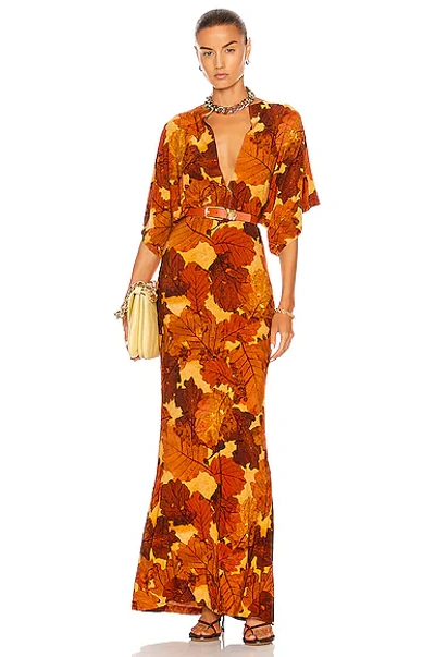 Norma Kamali Obie Printed Stretch-jersey Maxi Dress In Fall Leaves |  ModeSens