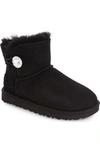 Ugg Mini Bailey Button Sheepskin-lined Suede Ankle Boots In Black