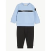 MONCLER LIGHT BLUE / BLACK LOGO STRETCH-COTTON TRACKSUIT 3 MONTHS-3 YEARS 3 YEARS