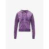Juicy Couture Robertson Logo-embroidered Velour Hoody In Blackberry Cordial