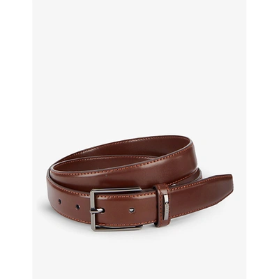 Dents Logo-engraved Leather Belt In Brown