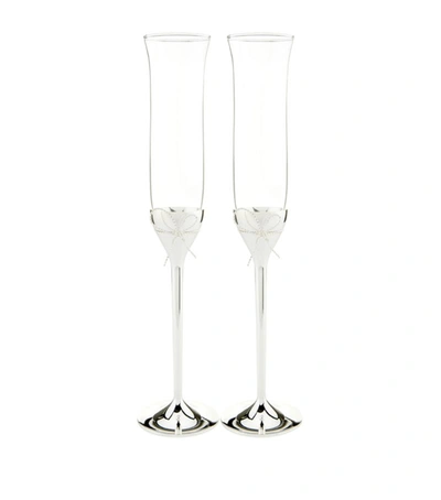 Wedgwood Set Of 2 Love Knots Toasting Flutes In Multi