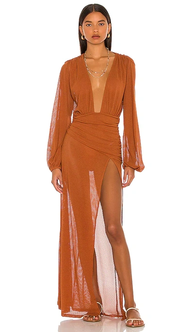 Camila Coelho Kimber Maxi Dress In Cognac