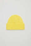 Cos Textured Knitted Beanie Hat In Yellow