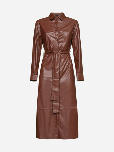 Pinko Maris Chamisier Similpelle Faux Leather Shirt Dress