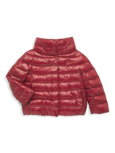 Herno Kids' Girl's Stand Collar Classic Nylon Ultralight Parka In Ruby Red
