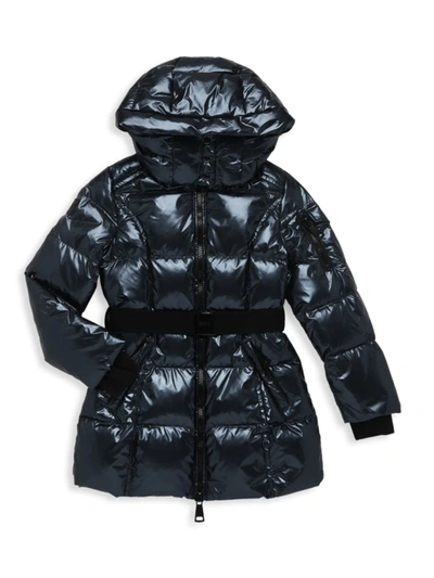 Sam Kids' Girl's Soho Belted Down Mid-length Jacket In Moonlight