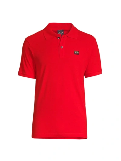 Paul & Shark Always Heritage Logo Pique Polo Shirt In Red White