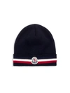 Moncler Men's Bell Logo Beanie Hat In Navy