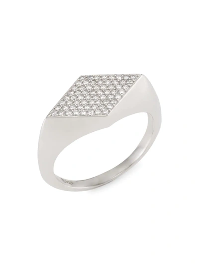 Adriana Orsini Daytime Rhodium-plated Cubic Zirconia Diamond Signet Ring