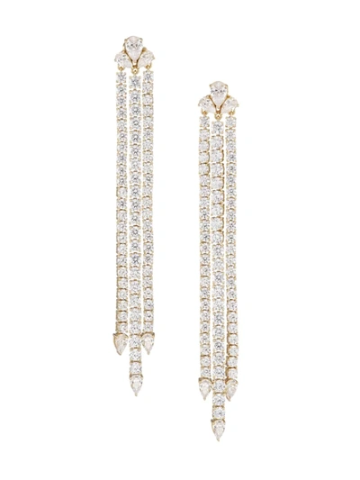 Adriana Orsini Women's Daytime 18k-gold-plated & Cubic Zirconia Triple-strand Drop Earrings